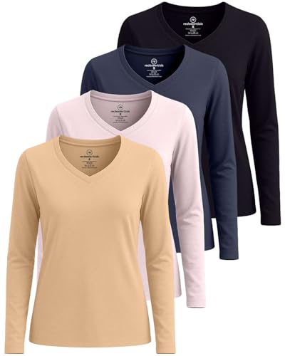 Real Essentials 4 Pack Womens Tops Long Sleeve Shirts for